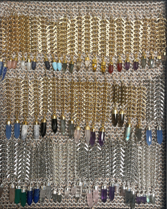 "Fishbone Amazon Crystal" Gemstone Earrings