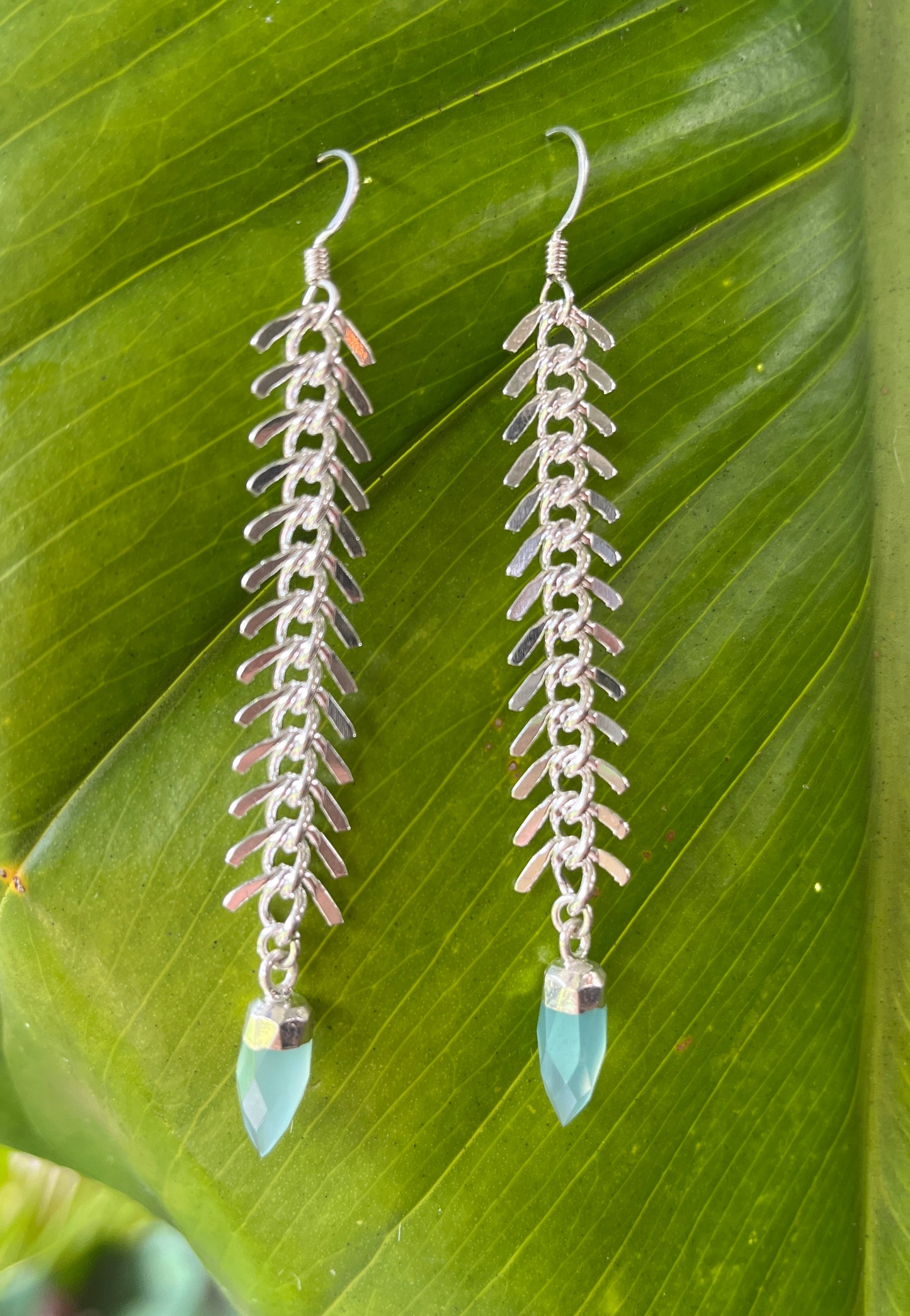 "Fishbone Mini Crystal" Gemstone Earrings