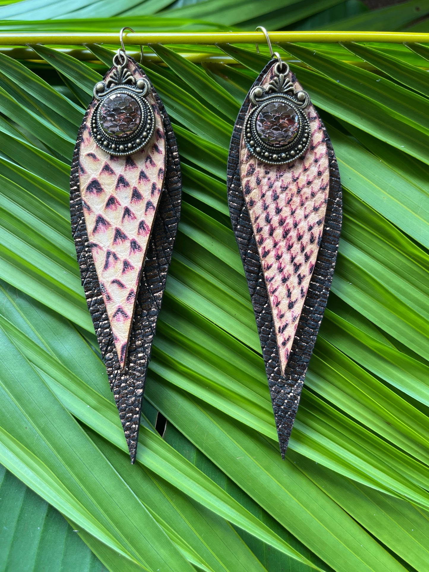 "Queen Mermaid" Double Layer Leather Earrings