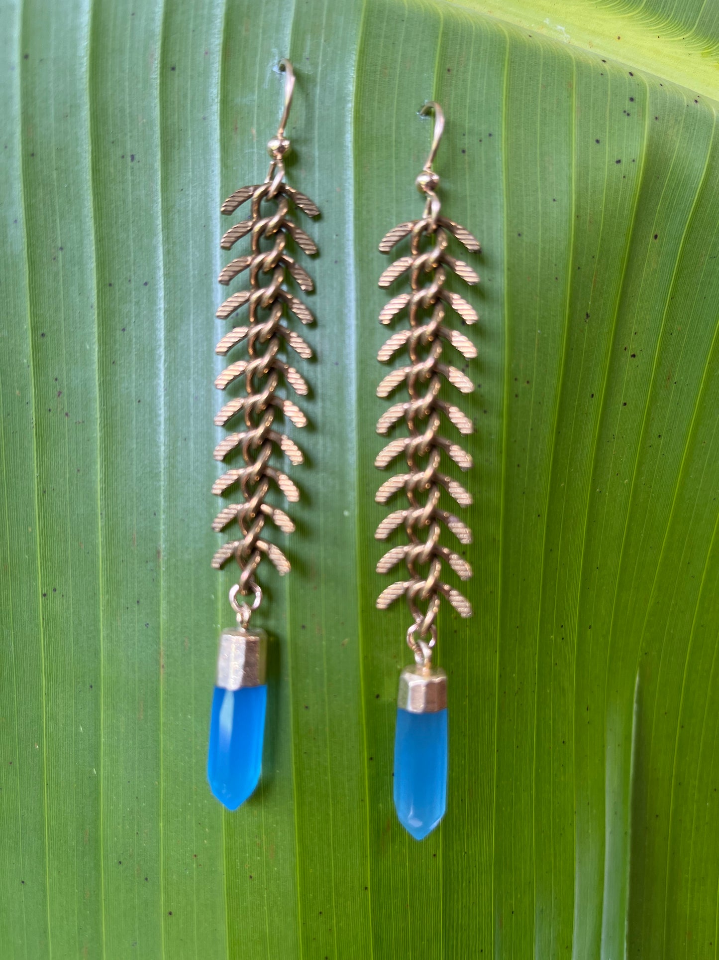 "Fishbone Amazon Crystal" Gemstone Earrings