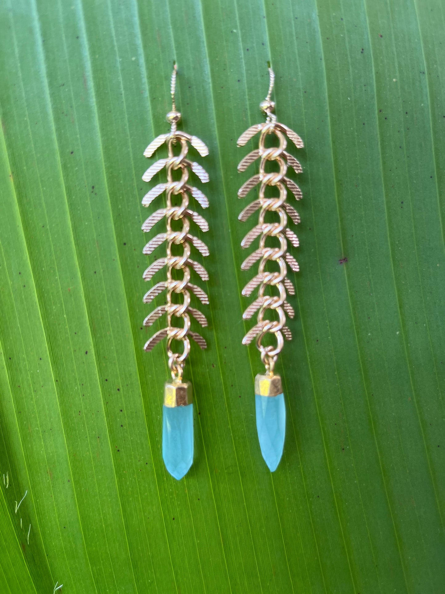 "Fishbone Amazon Crystal" Gemstone Earrings