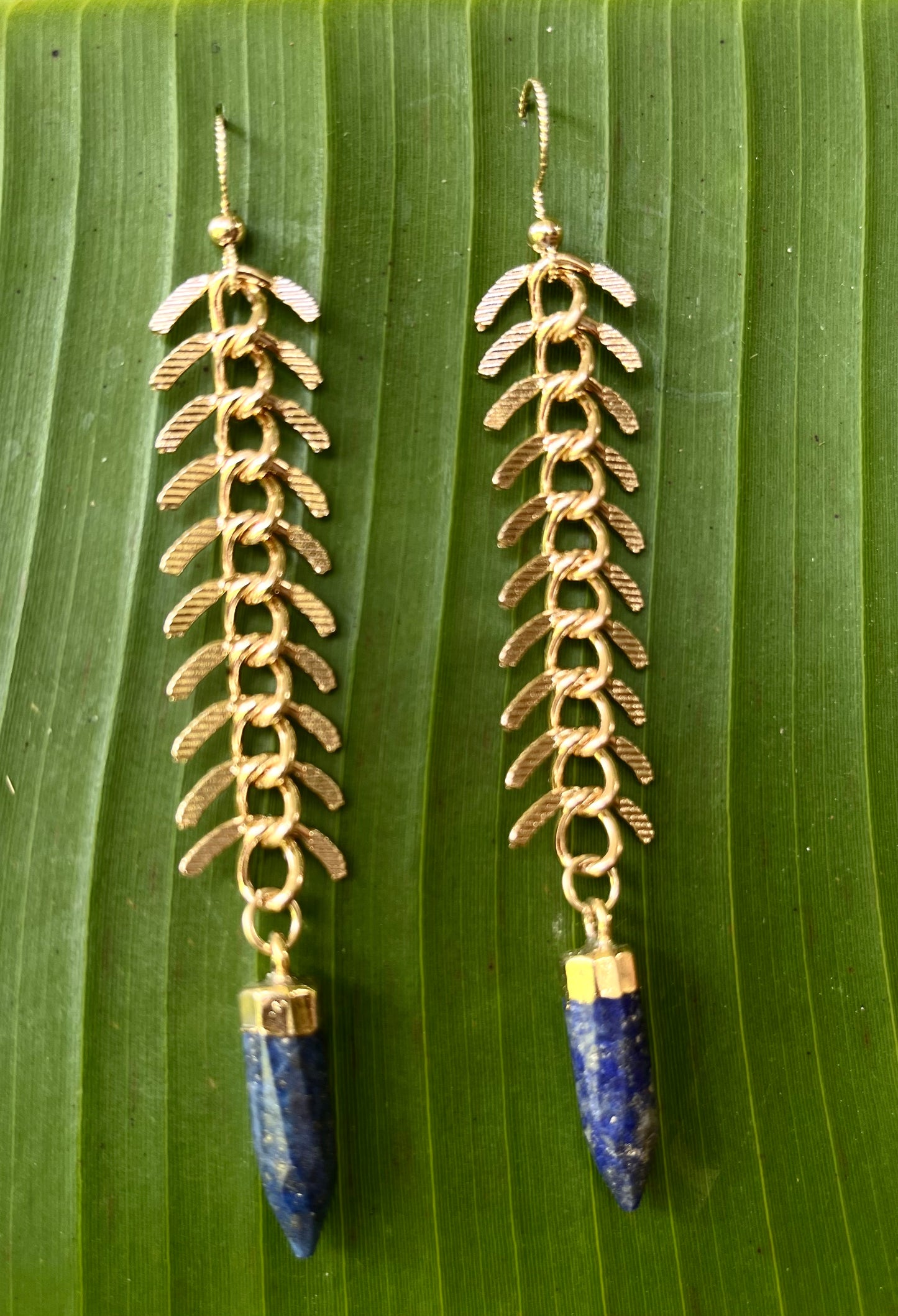 "Fishbone Amazon Crystal" Gemstone Earrings