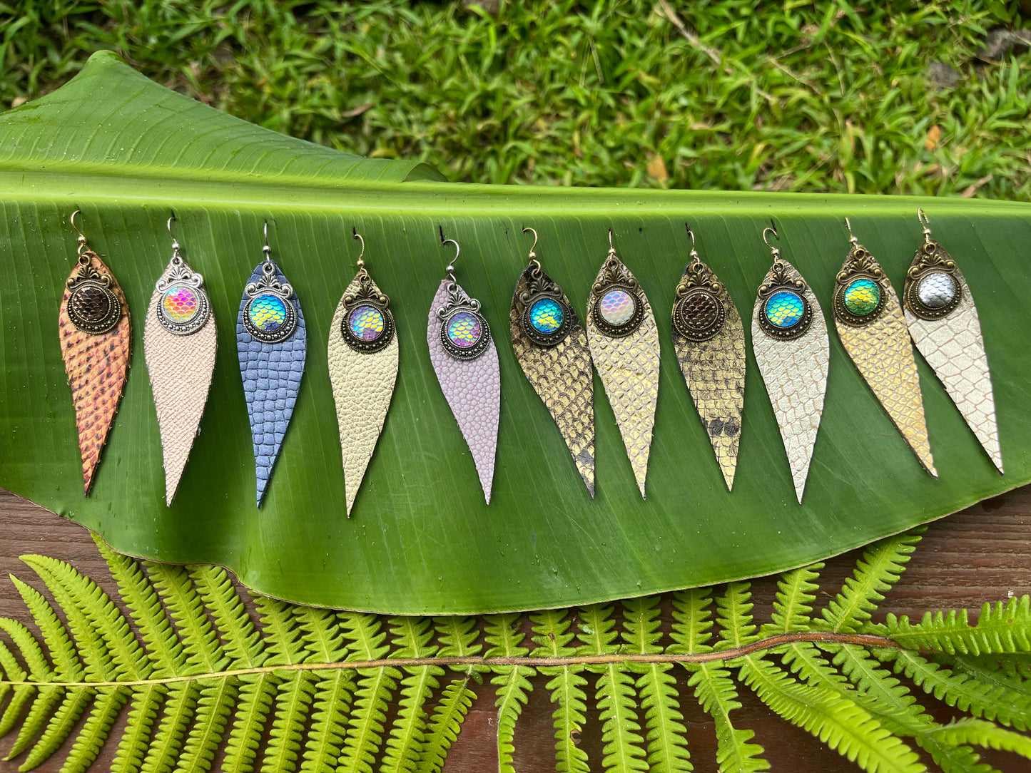 "Maui Mermaid" Single Layer Leather Earrings