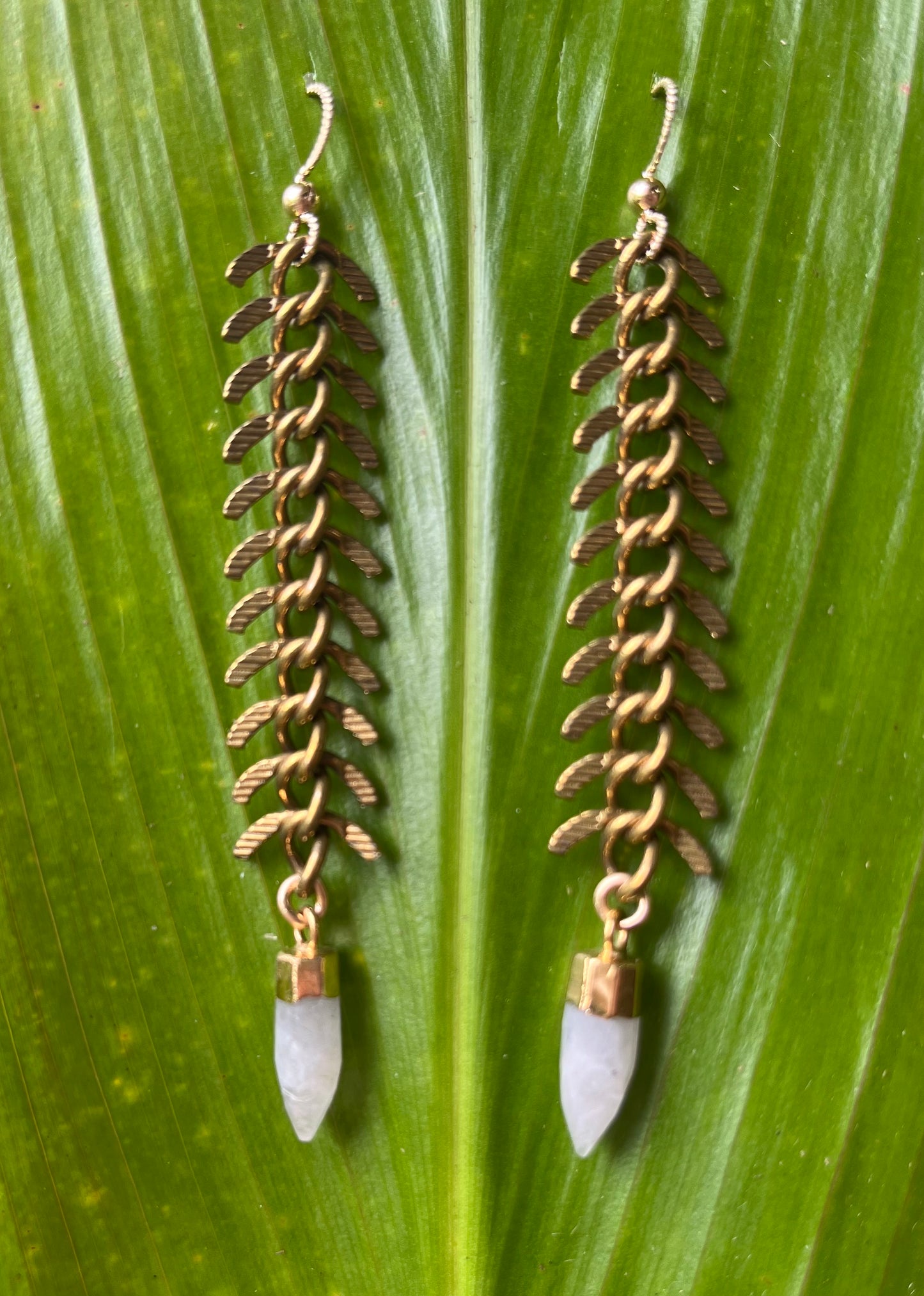 "Fishbone Mini Crystal" Gemstone Earrings