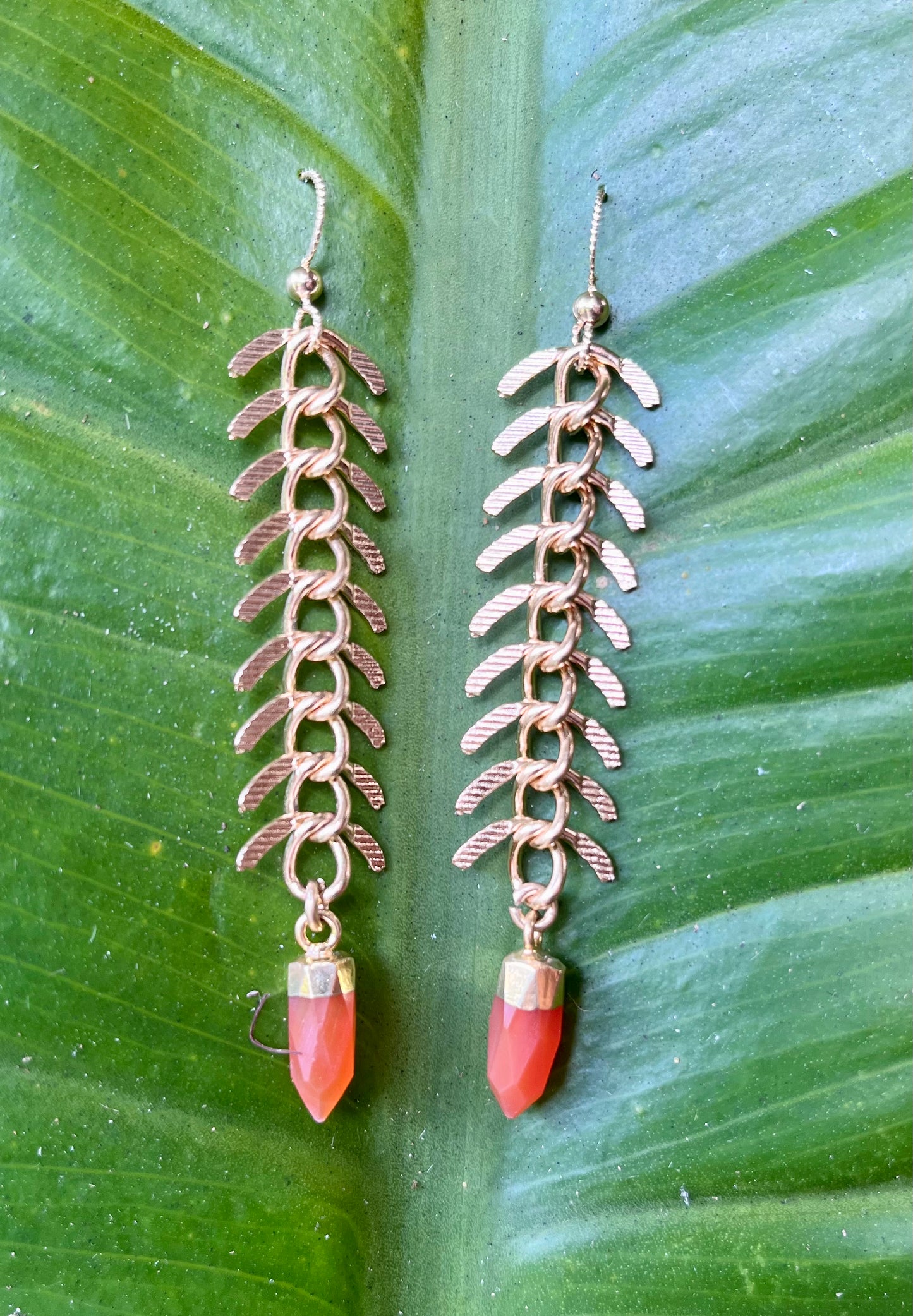 "Fishbone Mini Crystal" Gemstone Earrings