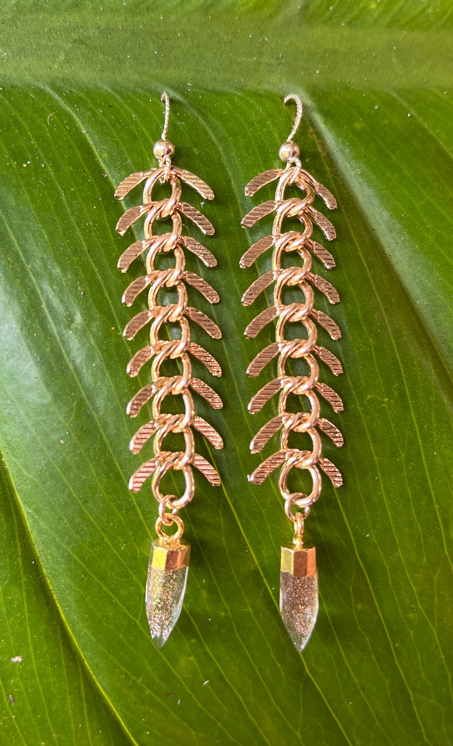 "Fishbone Mini Crystal" Gemstone Earrings