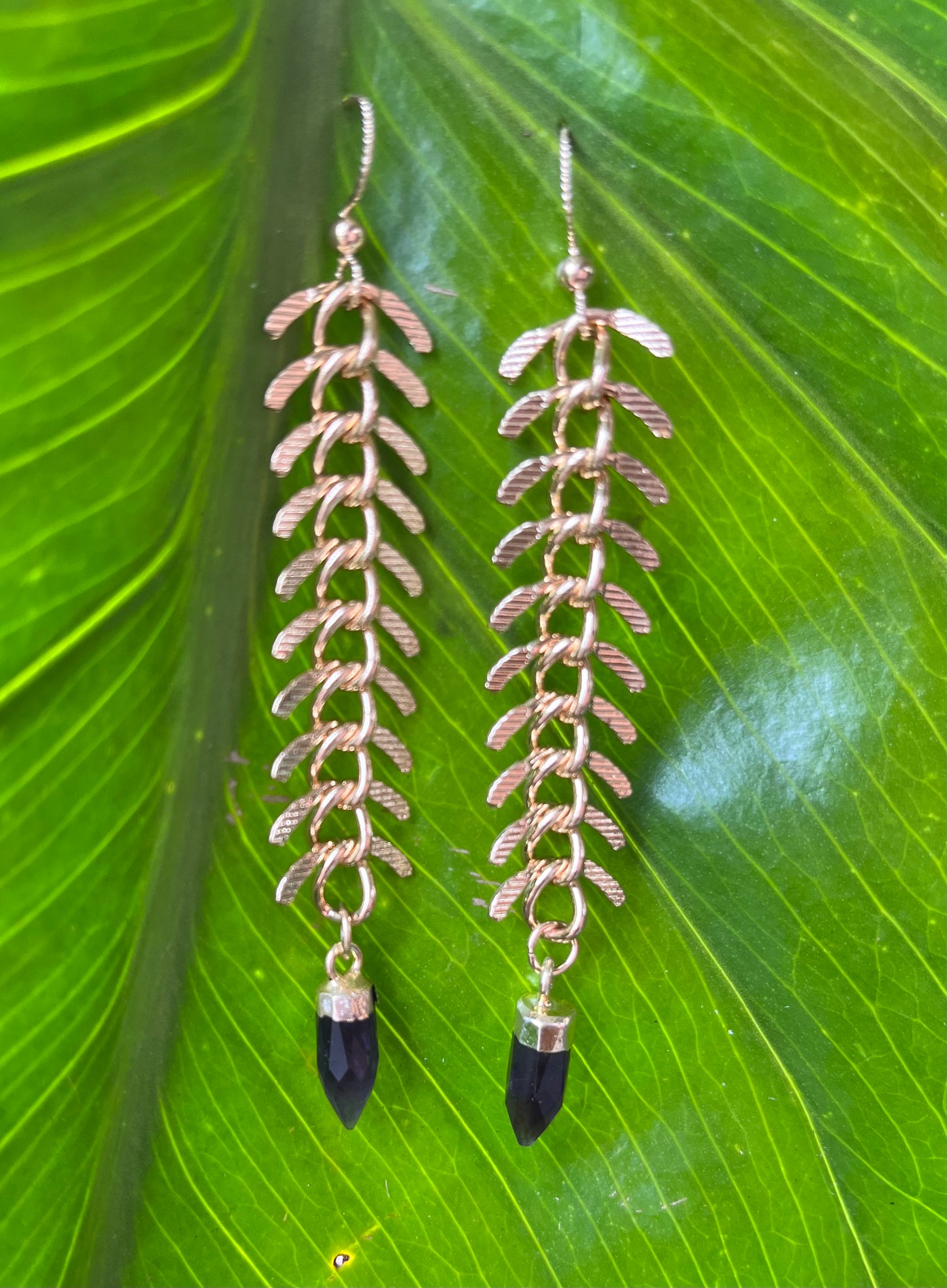 "Fishbone Mini Crystal" Gemstone Earrings