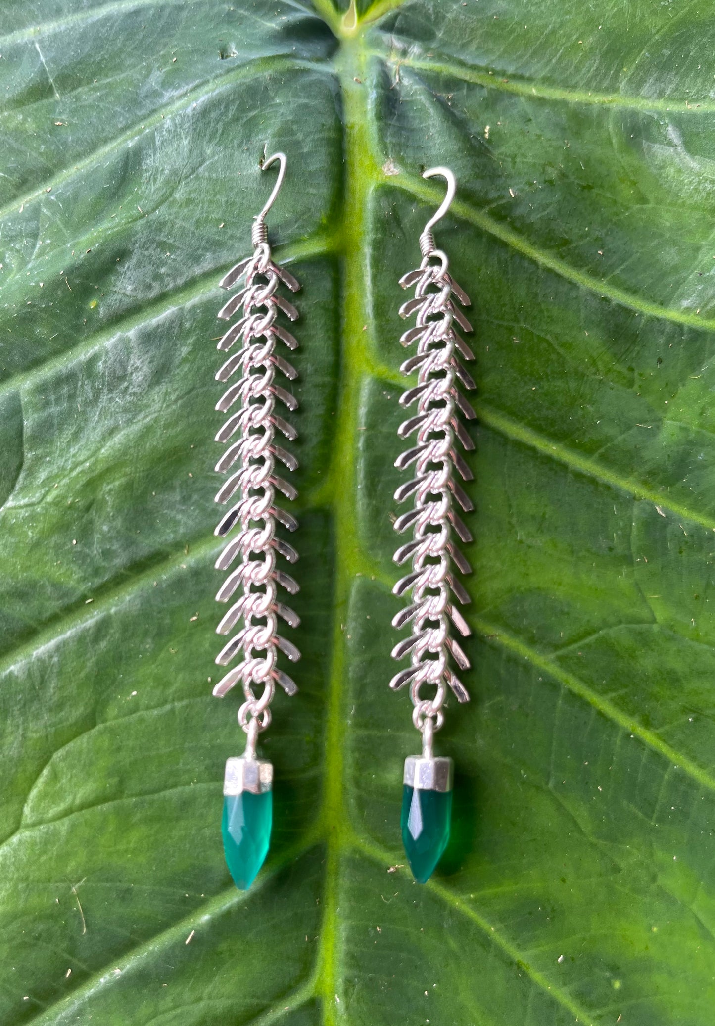 "Fishbone Mini Crystal" Gemstone Earrings