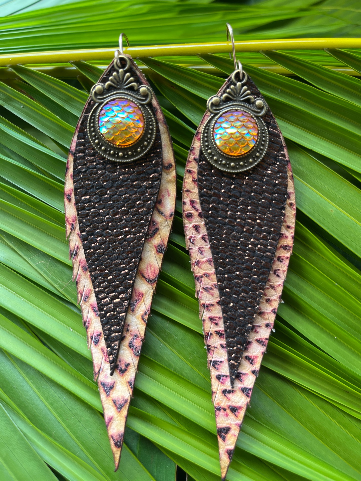 "Queen Mermaid" Double Layer Leather Earrings