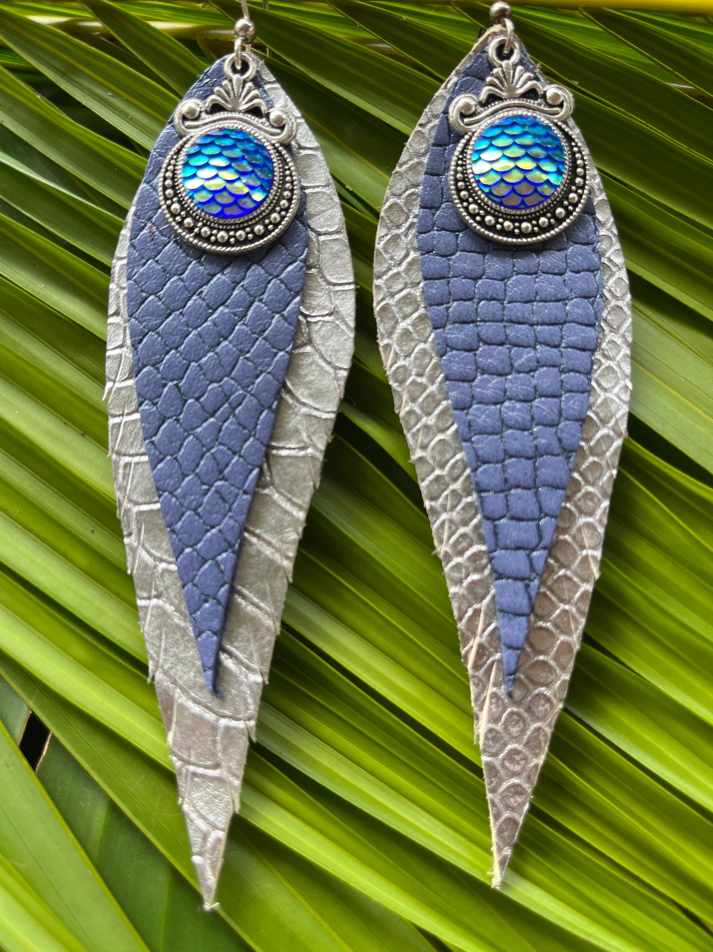 "Queen Mermaid" Double Layer Leather Earrings