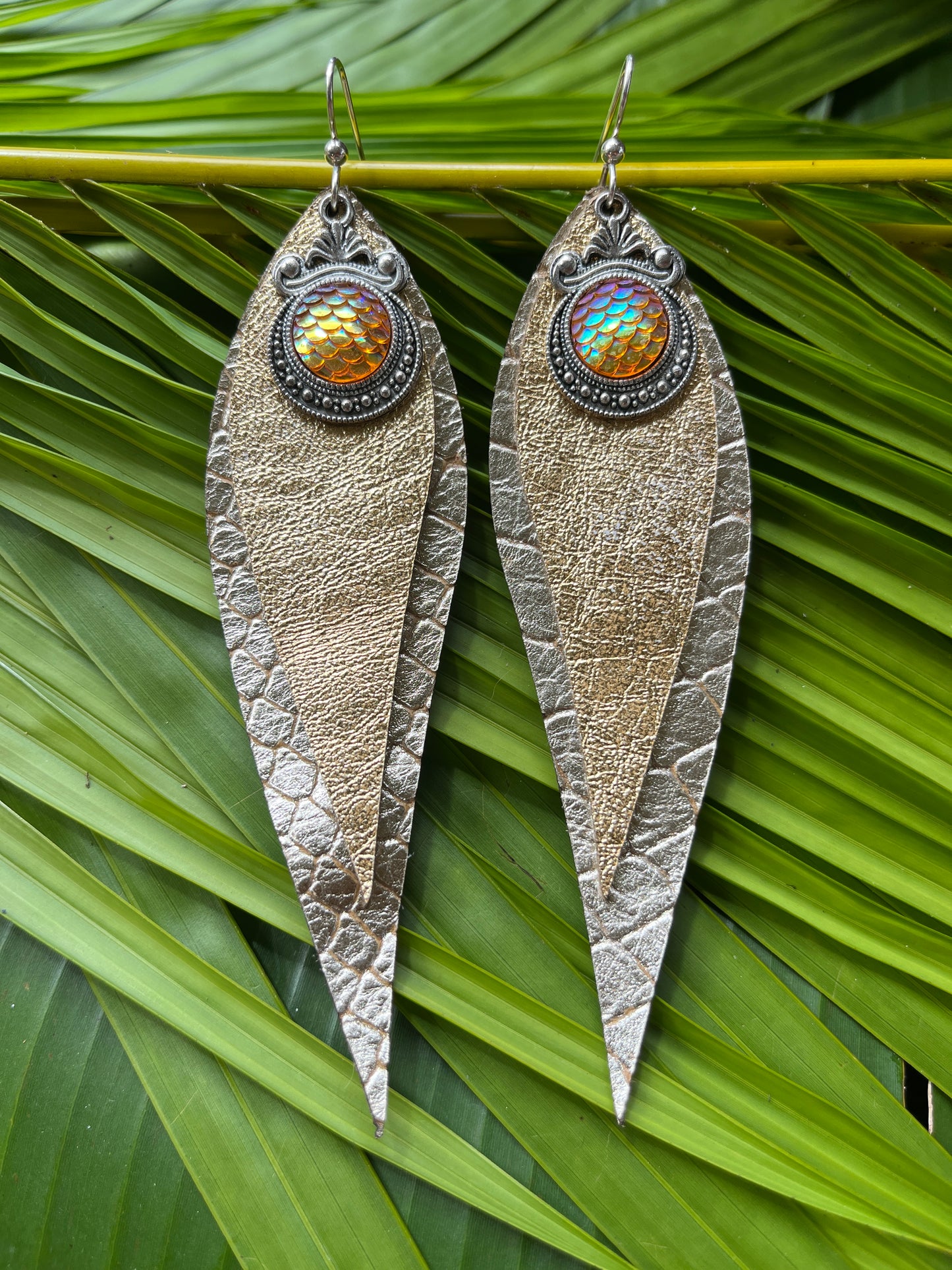 "Queen Mermaid" Double Layer Leather Earrings