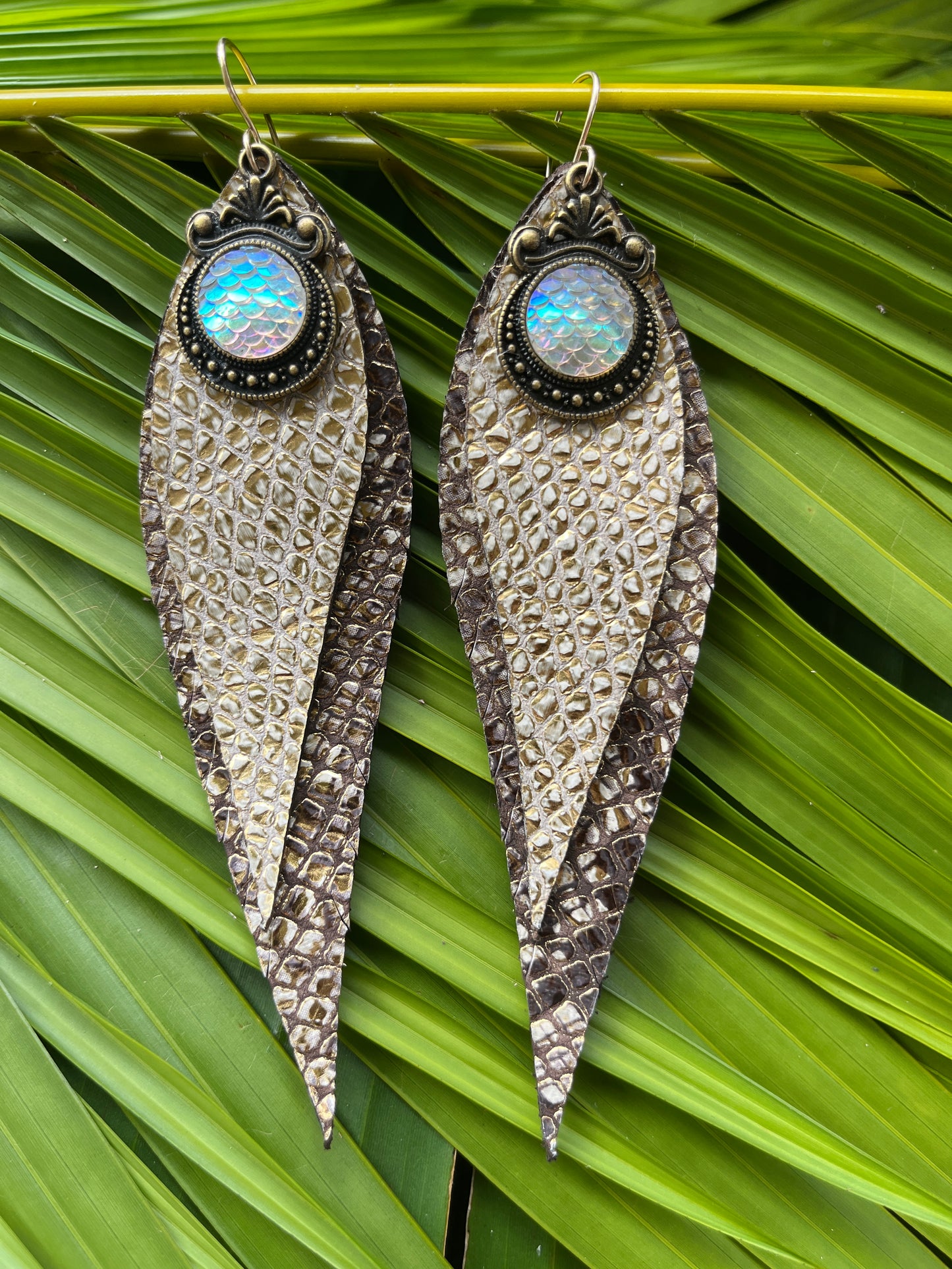 "Queen Mermaid" Double Layer Leather Earrings