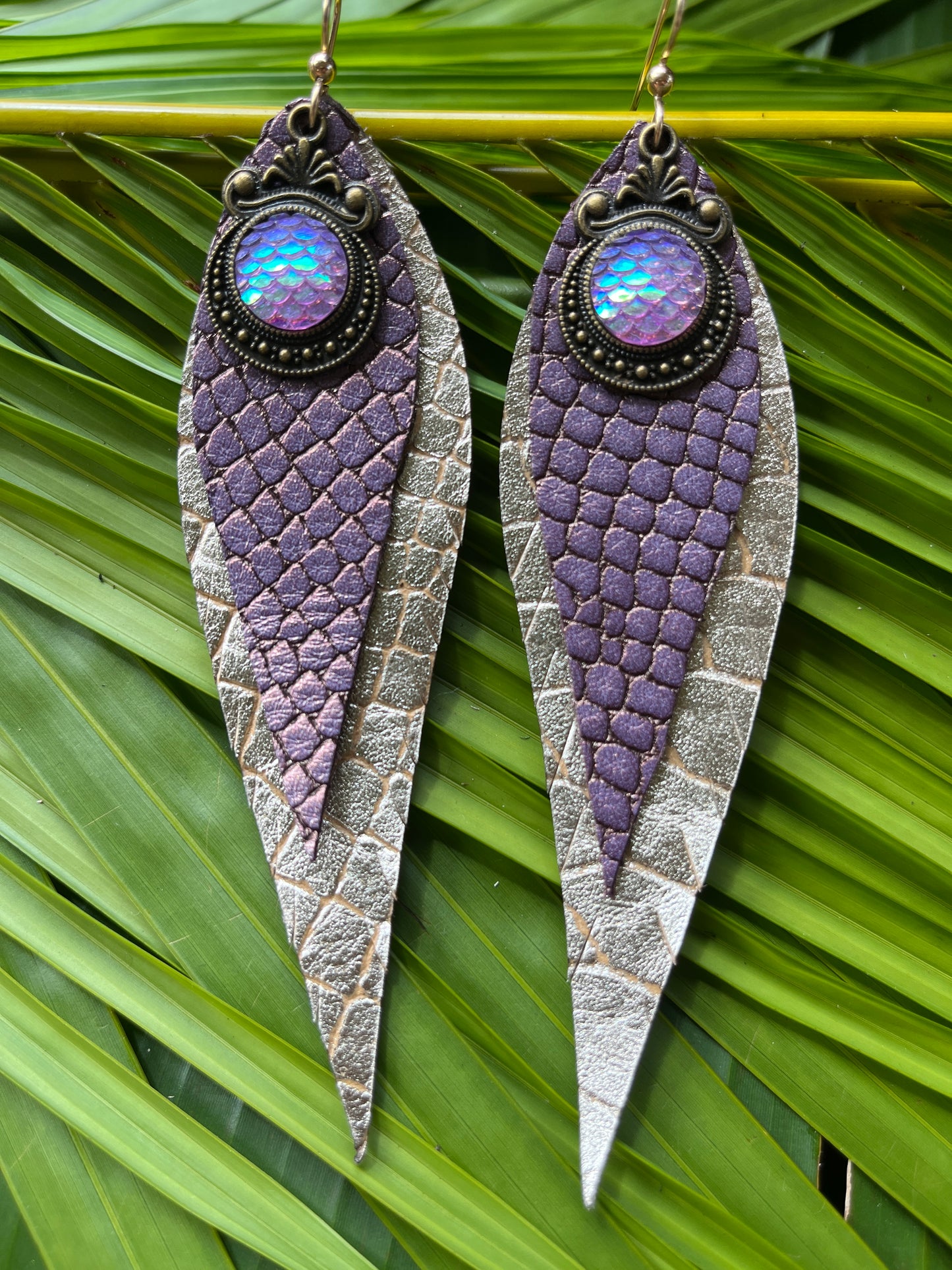 "Queen Mermaid" Double Layer Leather Earrings