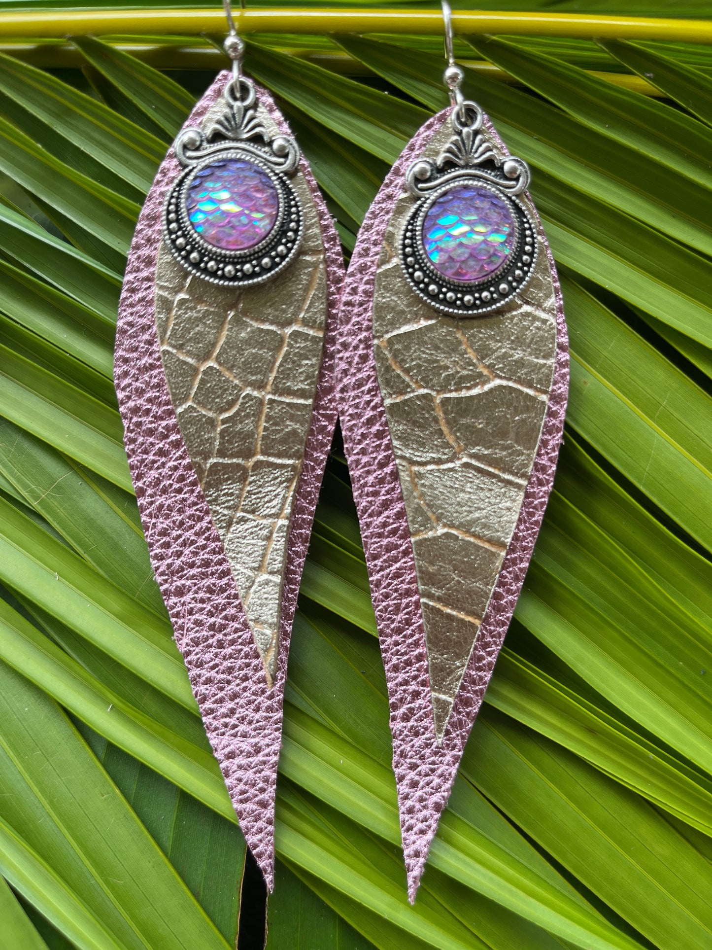 "Queen Mermaid" Double Layer Leather Earrings