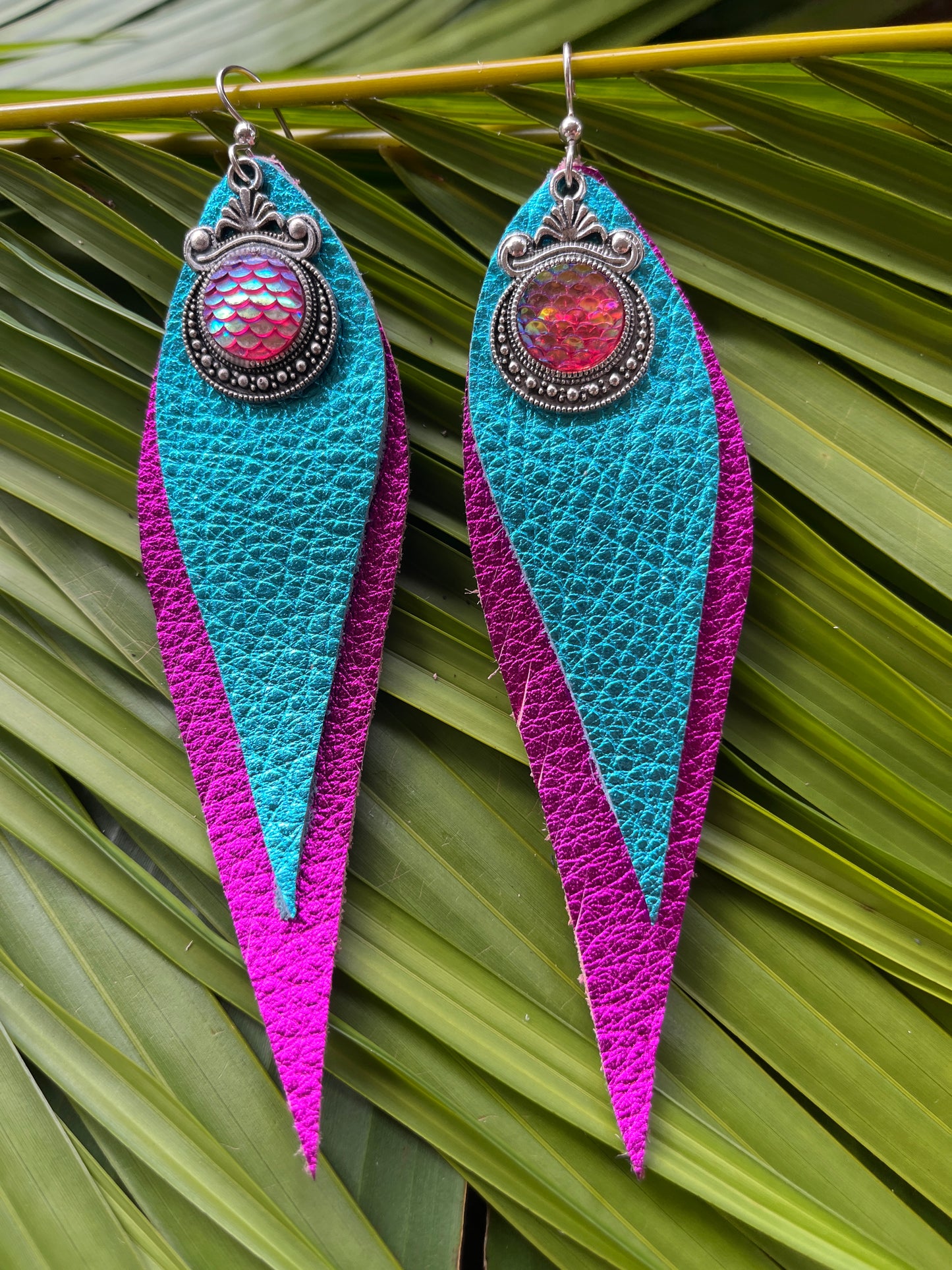 "Queen Mermaid" Double Layer Leather Earrings