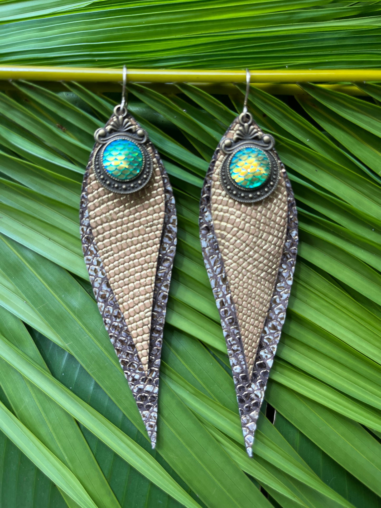 "Queen Mermaid" Double Layer Leather Earrings