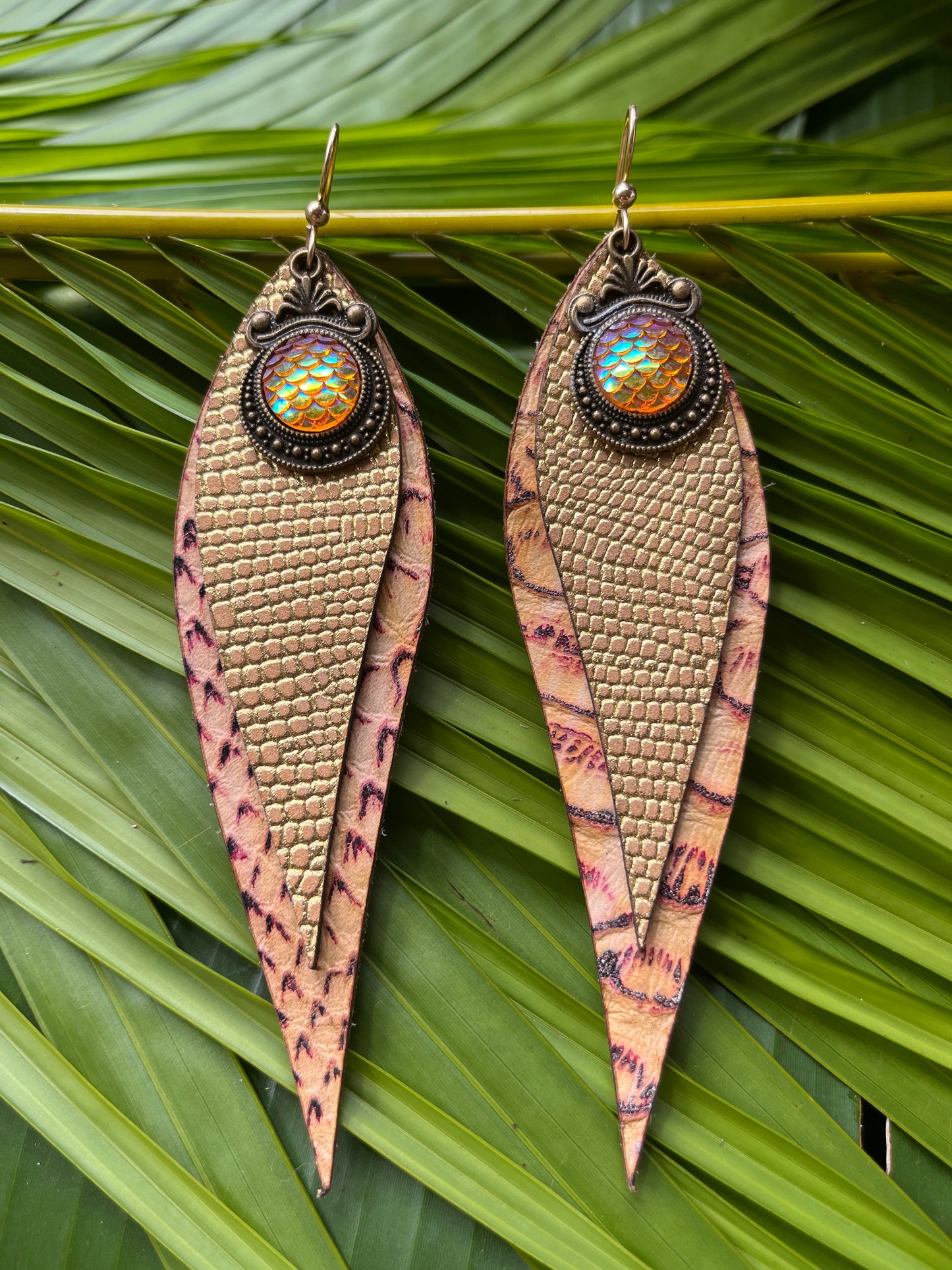 "Queen Mermaid" Double Layer Leather Earrings